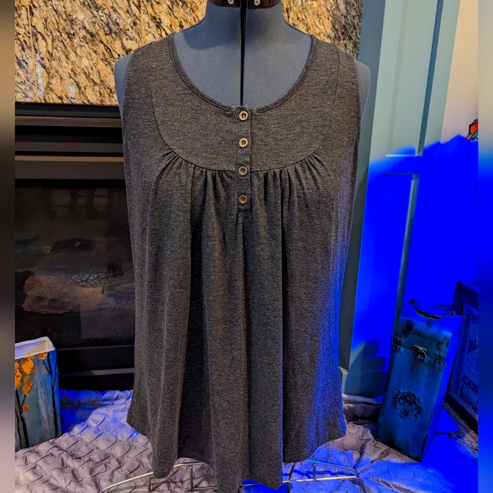 Charcoal Flowing Tunic Tank - L